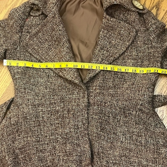 Caribbean Queen Womens L Brown Tweed Wool Coat - Picture 5 of 11